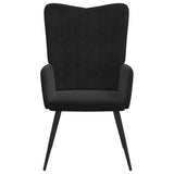 Chaise de relaxation avec tabouret Noir Velours