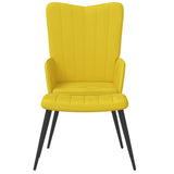 Chaise de relaxation avec tabouret Jaune moutarde Velours