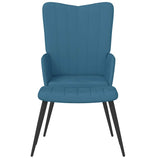Chaise de relaxation avec tabouret Bleu Velours