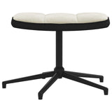 Chaise de relaxation avec tabouret Blanc crème Velours et PVC