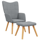 Chaise de relaxation avec tabouret Gris clair Tissu