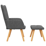 Chaise de relaxation avec tabouret Gris foncé Tissu