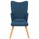 Chaise de relaxation avec tabouret Bleu Tissu