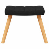 Chaise de relaxation avec tabouret Noir Tissu