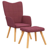 Chaise de relaxation avec tabouret Rouge bordeaux Tissu