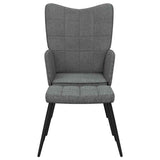Chaise de relaxation avec tabouret Gris foncé Tissu