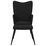 Chaise de relaxation avec tabouret Noir Tissu