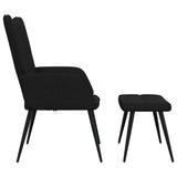 Chaise de relaxation avec tabouret Noir Tissu