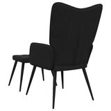 Chaise de relaxation avec tabouret Noir Tissu