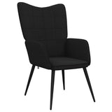 Chaise de relaxation avec tabouret Noir Tissu