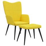 Chaise de relaxation avec tabouret Jaune moutarde Tissu