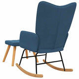 Chaise à bascule avec tabouret Bleu Tissu