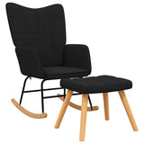 Chaise à bascule avec tabouret Noir Tissu
