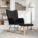 Chaise à bascule avec tabouret Noir Tissu