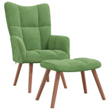 Chaise de relaxation avec repose-pied Vert clair Velours