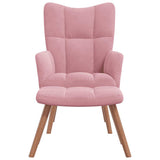 Chaise de relaxation avec repose-pied Rose Velours