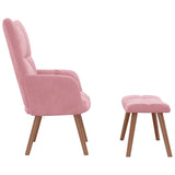 Chaise de relaxation avec repose-pied Rose Velours