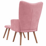 Chaise de relaxation avec repose-pied Rose Velours
