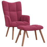 Chaise de relaxation avec repose-pied Rouge bordeaux Velours