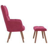 Chaise de relaxation avec repose-pied Rouge bordeaux Velours