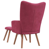 Chaise de relaxation avec repose-pied Rouge bordeaux Velours