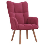 Chaise de relaxation avec repose-pied Rouge bordeaux Velours