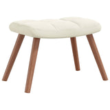 Chaise de relaxation avec repose-pied Blanc crème Velours