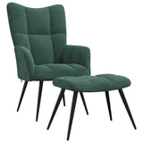Chaise de relaxation avec tabouret Vert foncé Velours