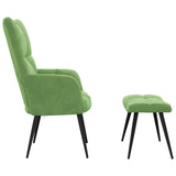Chaise de relaxation avec tabouret Vert clair Velours