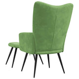 Chaise de relaxation avec tabouret Vert clair Velours
