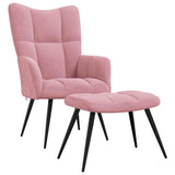 Chaise de relaxation avec tabouret Rose Velours