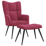 Chaise de relaxation avec tabouret Rouge bordeaux Velours