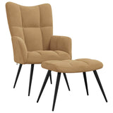 Chaise de relaxation avec tabouret Marron Velours