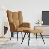 Chaise de relaxation avec tabouret Marron Velours