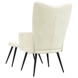 Chaise de relaxation avec tabouret Blanc crème Velours