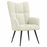 Chaise de relaxation avec tabouret Blanc crème Velours