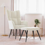 Chaise de relaxation avec tabouret Blanc crème Velours
