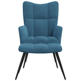 Chaise de relaxation avec tabouret Bleu Velours