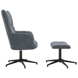 Chaise de relaxation avec tabouret Gris foncé Velours