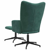 Chaise de relaxation avec tabouret Vert foncé Velours