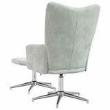 Chaise de relaxation avec tabouret Gris clair Velours