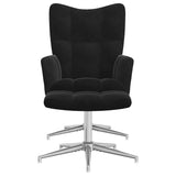 Chaise de relaxation avec tabouret Noir Velours