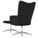 Chaise de relaxation avec tabouret Noir Velours