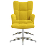 Chaise de relaxation avec tabouret Jaune moutarde Velours
