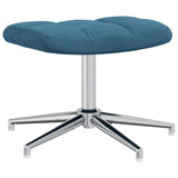 Chaise de relaxation avec tabouret Bleu Velours