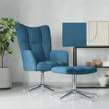 Chaise de relaxation avec tabouret Bleu Velours