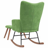 Chaise à bascule avec repose-pied Vert clair Velours