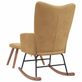 Chaise à bascule avec tabouret en velours marron