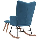 Chaise à bascule avec tabouret en velours bleu