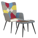 Chaise de relaxation avec tabouret Patchwork Tissu